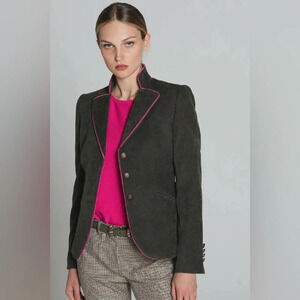 Royal Male Green Pink Trim Blazer